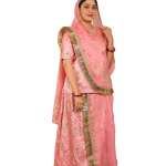 Gajri Pink Dabka Zardozi Work Poshak | Candlenight Pink Bamber Satin | Jaipurio Designer Collection